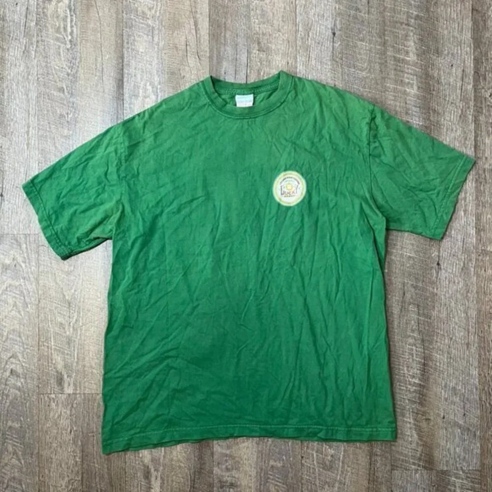 Vintage Y2k Lucky Brand Green T Shirt Made‎ In Usa Mens Size Large - Picture 2 of 3